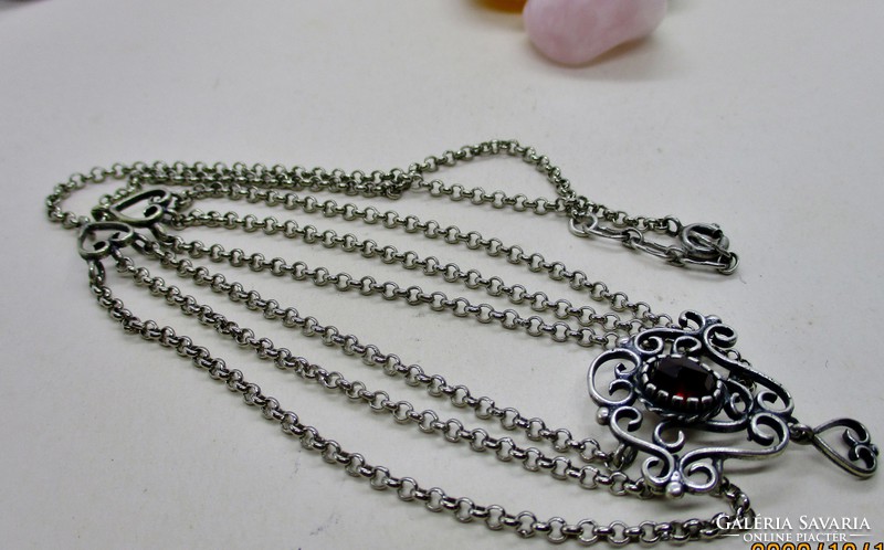 Beautiful antique garnet silver necklaces