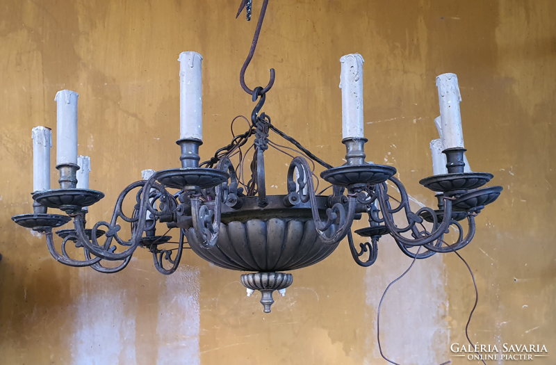 Flemish copper chandelier with 2 wall arms