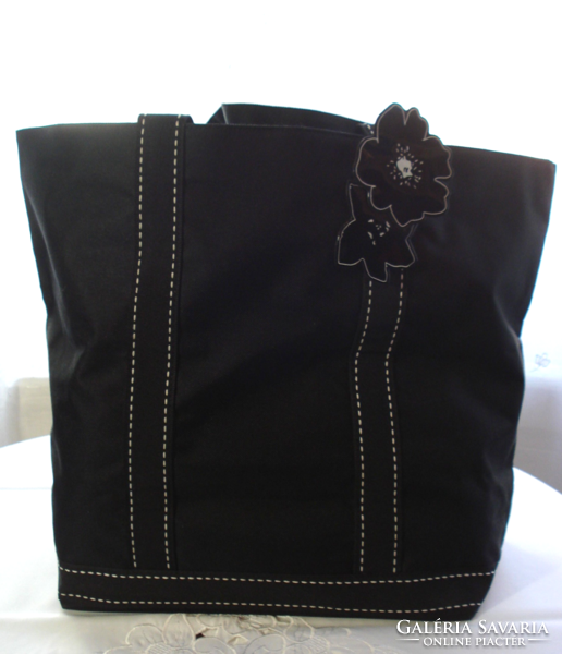 SEPHORA, fekete, gyöngyvászon bevásárló táska