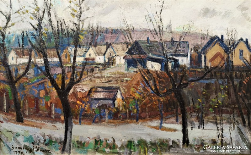 Somogyi Imre (1918 - 1999) Tatai táj háttérben a Kálvária Képcsarnokos festmén EREDETI GARANCIÁVAL !