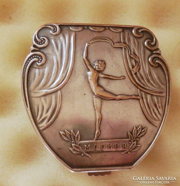 Art Nouveau silver-plated bronze powder compact /Russian/