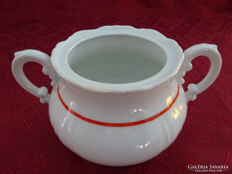 Zsolnay porcelain, antique shield seal six-person tea set. With a red stripe. He has!