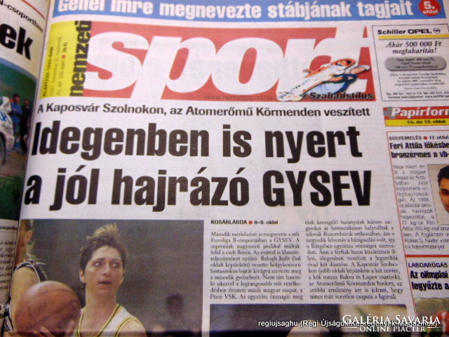 2001 november 8  /  nemzeti SPORT  /  Nagyszerű ajándékötlet! Eredeti újság Ssz.:  17934