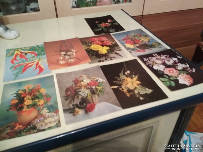 12 postcards with a flower pattern and clear postal mail in one