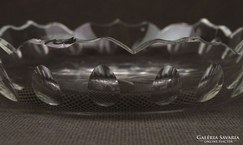 1C258 Régi csiszolt üveg tányér pár 12 cm