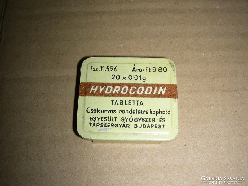 Hydrocodin gyógyszeres dobozka