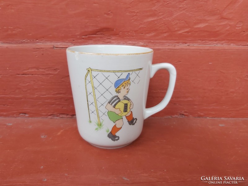 Rare football, Zsolnay figurine mug, collector's, nostalgia piece