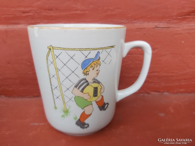 Rare football, Zsolnay figurine mug, collector's, nostalgia piece