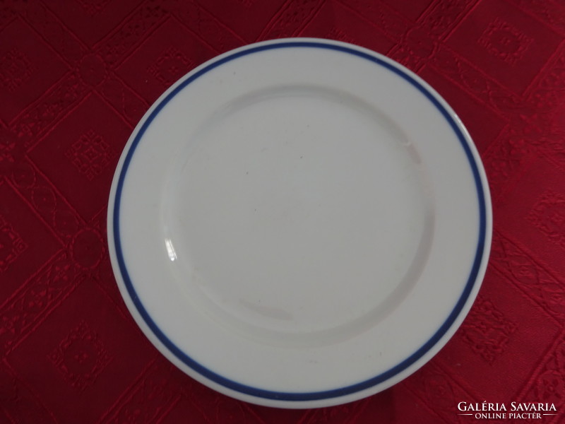 Alföldi porcelán süteményes tányér, sötétkék csíkkal a szélén, átmérője 19,5 cm. Vanneki!
