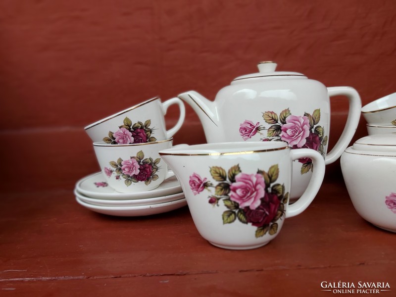 Granite beautiful rosy tea set for 4 people, collectible piece