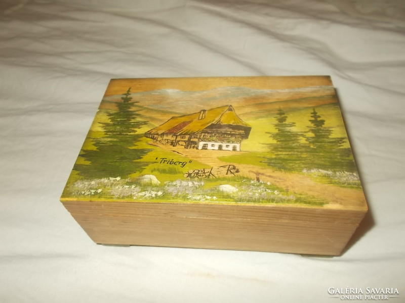 Old hand painted wooden music box jewelry box wooden box