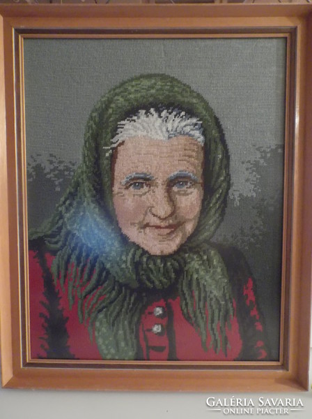 Needle tapestry - picture - 56 x 46 cm embroidery !!! + Frame 4 x 3 cm - glazed - beautiful work - Austrian