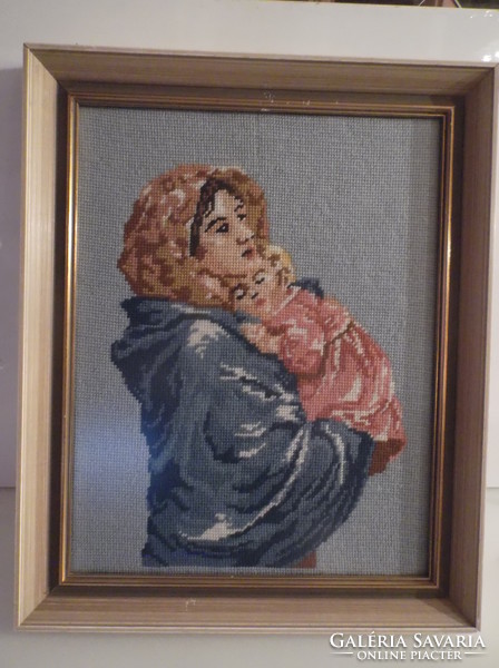 Picture - needle tapestry - 47 x 38 cm embroidery !!! + Frame 5 x 3.5 cm - glazed - beautiful work - Austrian