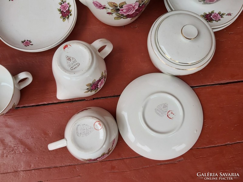 Granite beautiful rosy tea set for 4 people, collectible piece