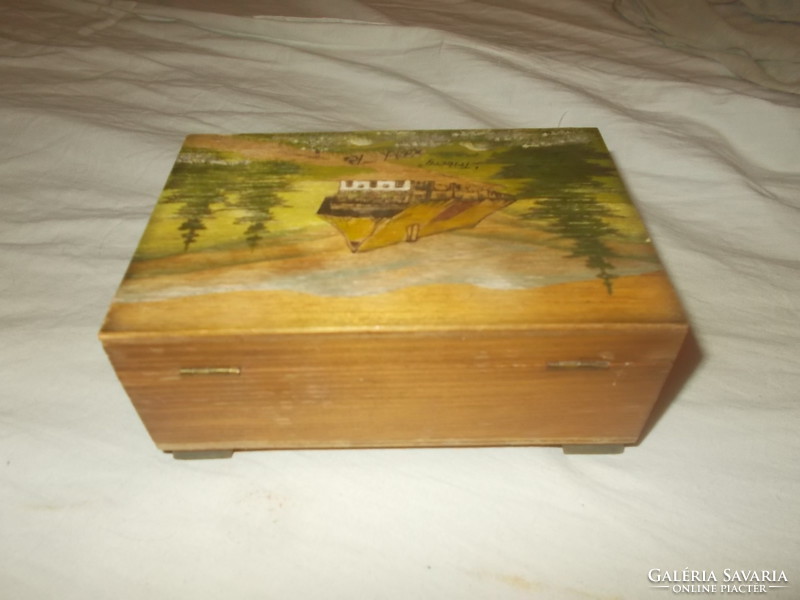 Old hand painted wooden music box jewelry box wooden box