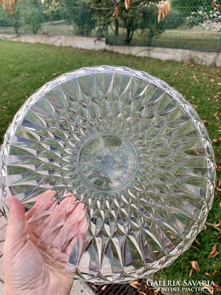 Beautiful cast glass bowl from the 70s, vintage cake bowl, retro centerpiece glass bowl - flawless!