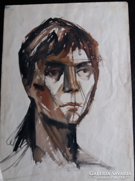 Lajos Vajda - head study - 1924 / watercolor /