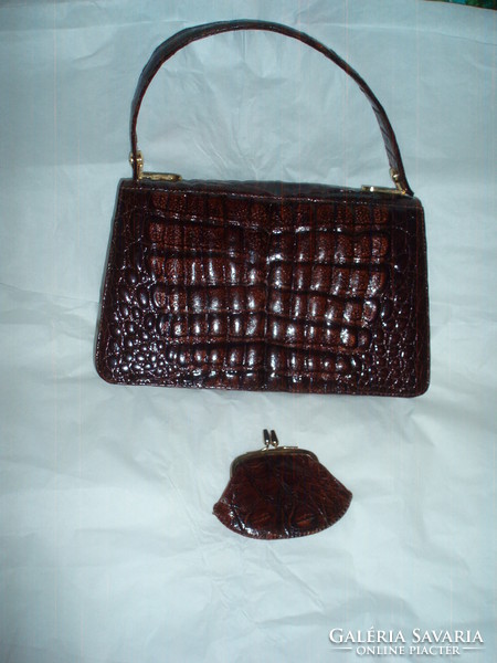 Vintage thick crocodile leather handbag