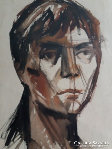 Lajos Vajda - head study - 1924 / watercolor /