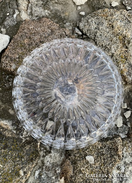 Vintage glass plate, centerpiece, ashtray made of cast glass