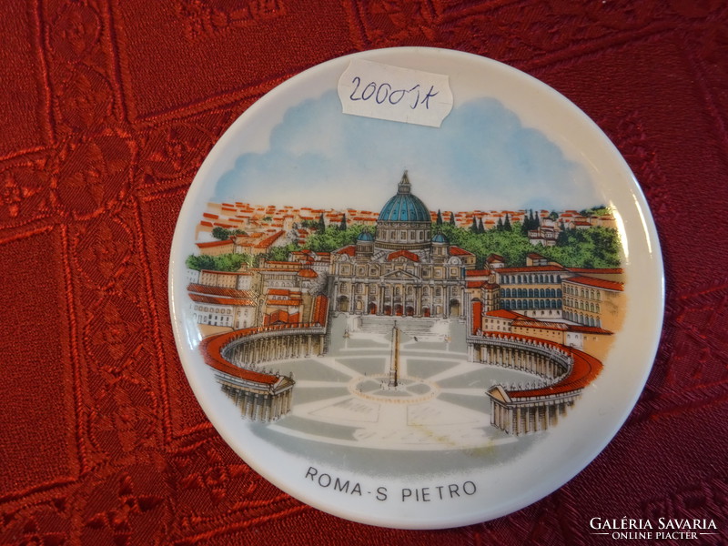 Olasz porcelán mini asztalközép, átmérője 10 cm. ROMA S. PIETRO. Vanneki!