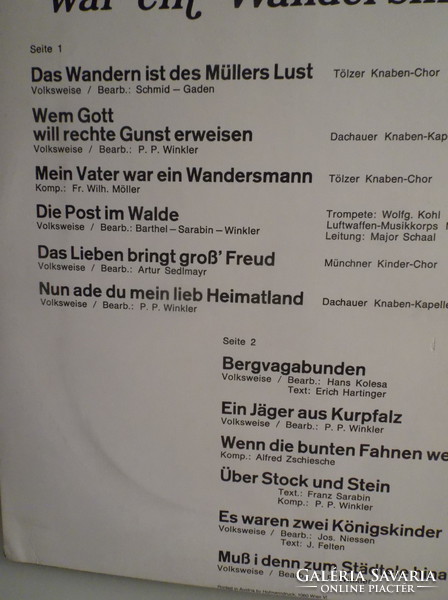 Record - vinyl - West German - mein vater war ein wandersmann - novel condition