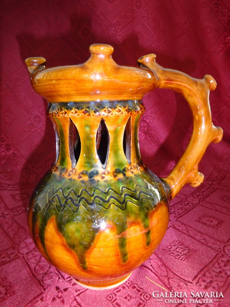 Hungarian ceramic antique bait jug, juried, height 17 cm. He has!