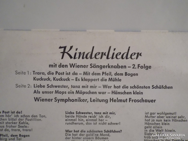 Lemez - BAKELIT - NYUGATNÉMET - KISLEMEZ - KINDERLEIDER - ÚJSZERŰ ÁLLAPOT