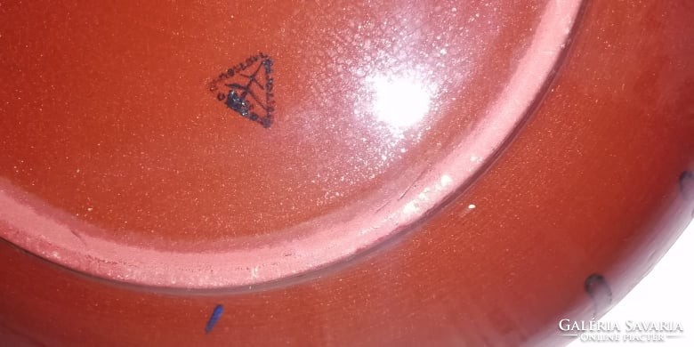 Városlődi Retro jelzett kézműves kerámia fali tányér
