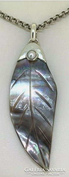 Seeopal and cultured pearl gemstone sterling silver /925/ pendant-new