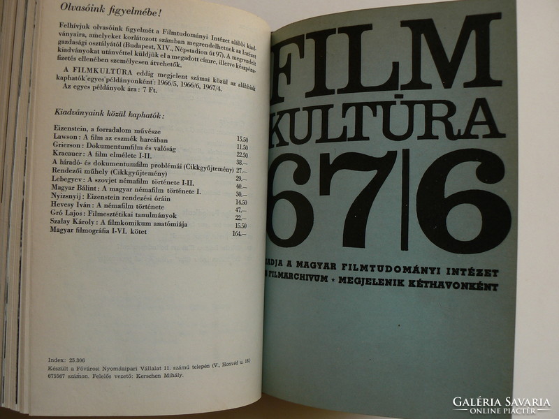 Film culture 1967 complete year bound together, book in good condition