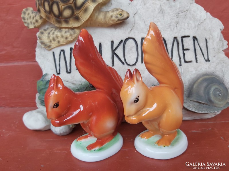 2 db Hollóházi Gyönyörű mókus,mókusok,  Nosztalgia, nipp, figura
