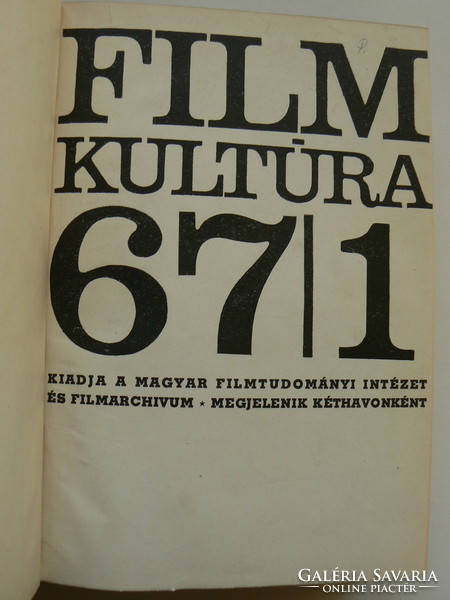 FILMKULTÚRA 1967 TELJES ÉVJÁRAT EGYBEKÖTVE KÖNYV JÓ ÁLLAPOTBAN
