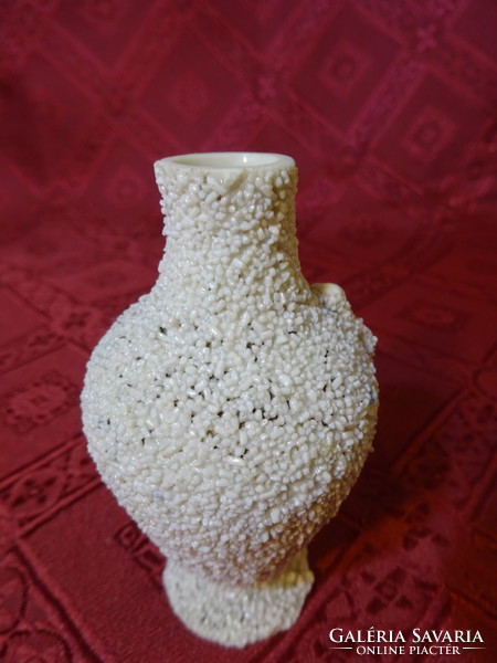 Mini porcelán váza, kobalt kék levél díszítéssel, magassága 8 cm. Vanneki!