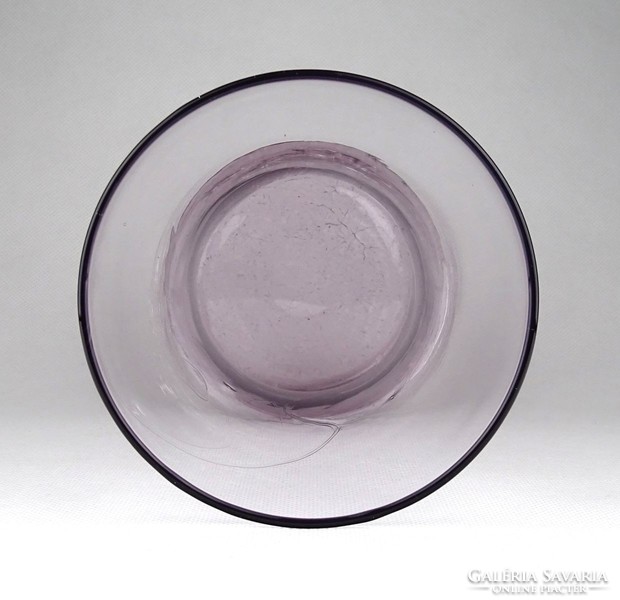 1C489 Művészi olasz design üveg lila fátyolüveg váza 17 cm