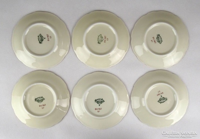 1C360 Régi virágdíszes vajszínű 6 darabos Thomas Ivory porcelán dísztányér készlet