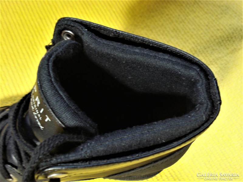 Esprit, black leather, hidden platform boots (size 38)