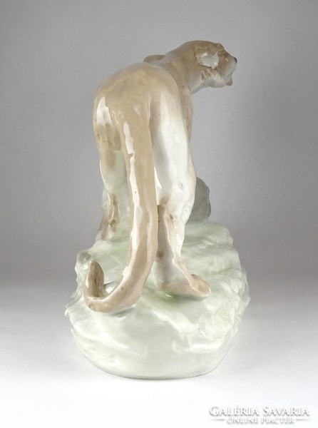 1C378 Régi hatalmas osztrák Amphora nőstény oroszlán porcelán szobor 42.5 cm