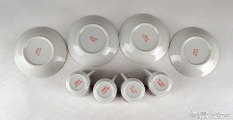 1C438 Négy személyes porcelán kávéskészlet romantikus díszítéssel