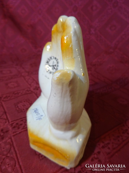 Porcelain hand, two joined palms, jewelry holder, height 11.5 cm. He has!