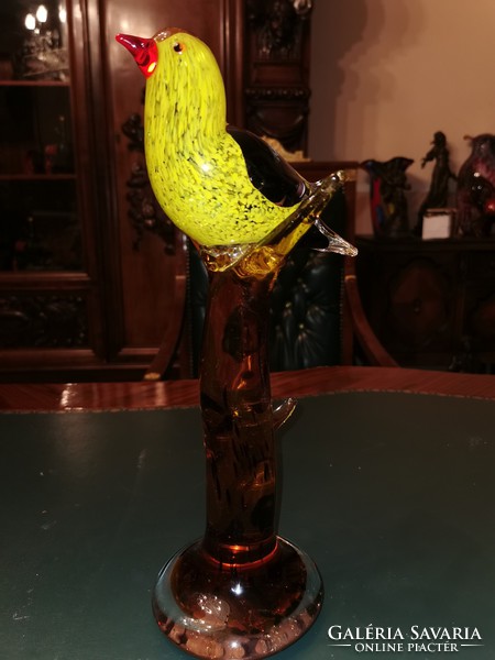 Madár a fán - muránói üveg műalkotás