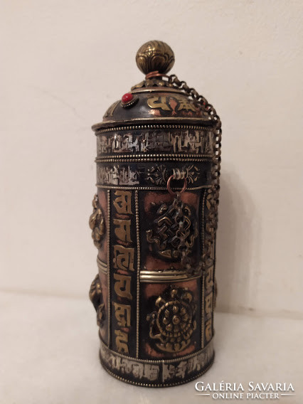 Antique Tibetan Buddhist Patinated Copper Travel Fragrance Holder Tibetan Buddha Buddhism