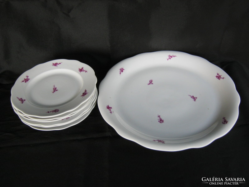 Zsolnay porcelain cake plate set for 6 people