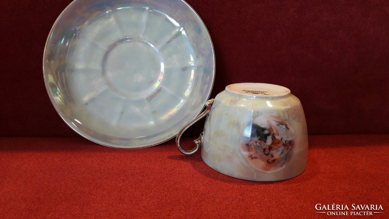 Antik allegórikus jelenetes porcelán csésze
