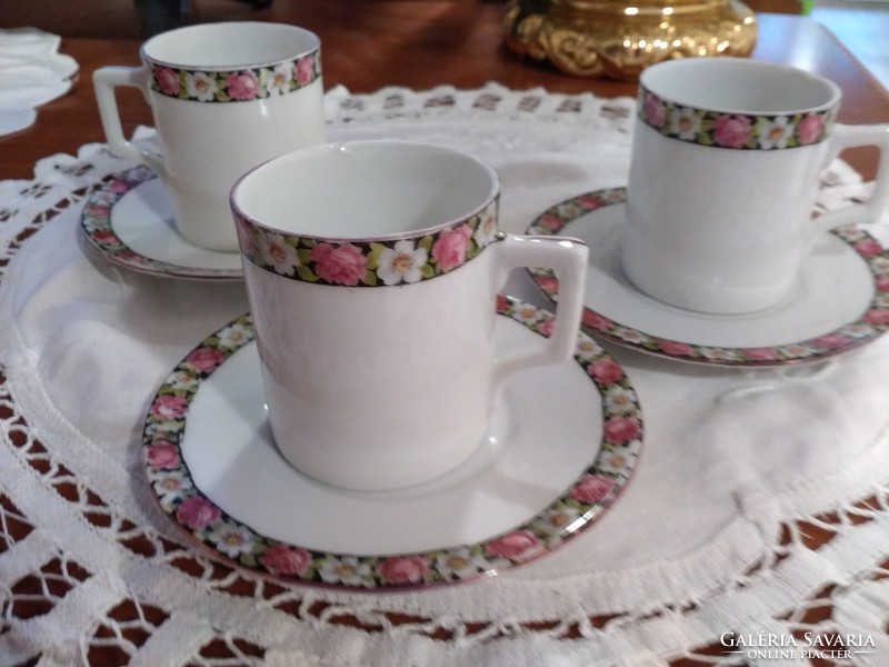 Czech victorian coffee cups with coasters from the 1930s