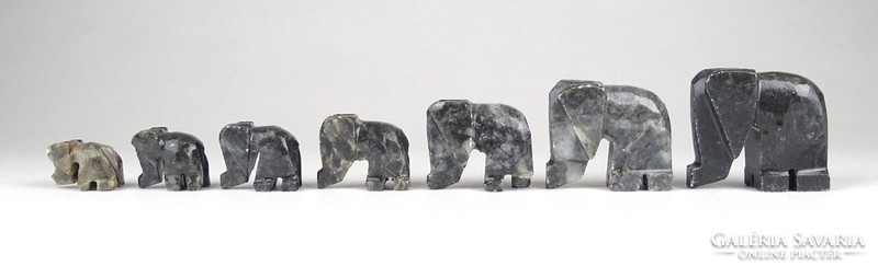 1C517 Faragott szerencsehozó márvány elefánt csorda szobor 7 darab