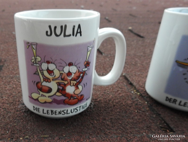 JULIA és JAN DIE LEBENSLUSTIGE bögre - jelzett német bögre 