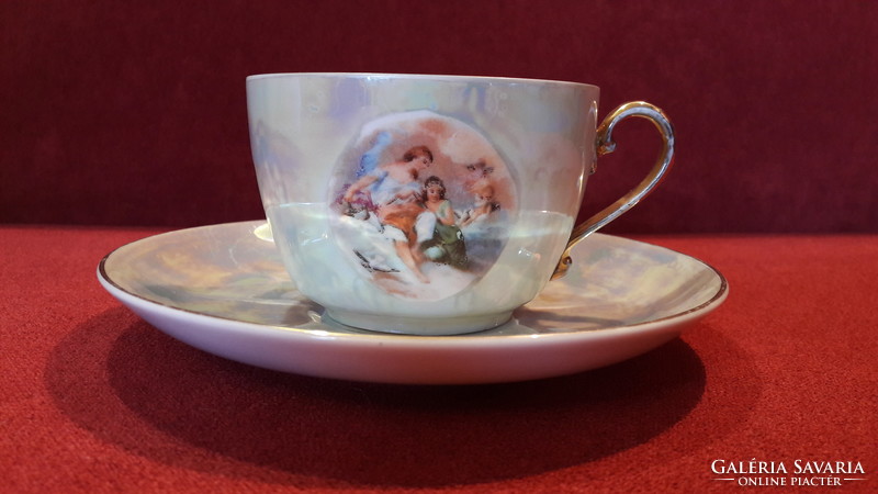 Antik allegórikus jelenetes porcelán csésze
