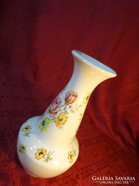Kőbánya Hungarian porcelain, rose pattern vase, height 26.5 cm. He has!