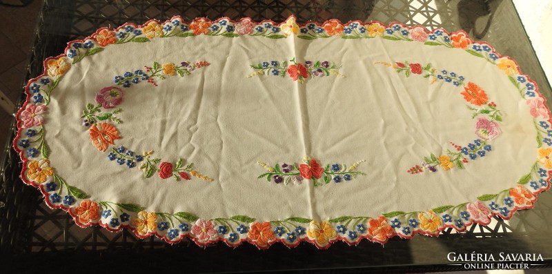Hand-embroidered larger runner tablecloth